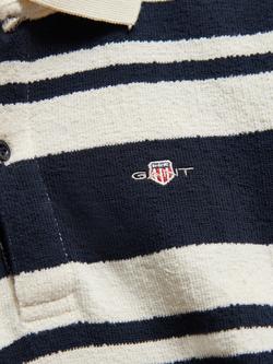 GANT Kids' Shield Stripe Texture Short Sleeve Polo Shirt, Blue Multi - view 2, Blue Multi