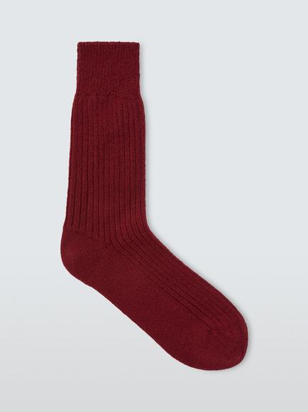 John Lewis Cashmere Rich Rib Knit Bed Socks, Fig