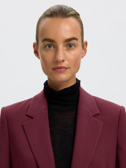 Selected Frita Blazer containing LENZING™ ECOVERO™ Viscose, Burgundy - view 2, Burgundy