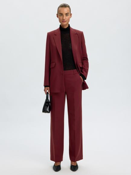 Selected Frita Tailored Trousers, Burgundy, Burgundy
