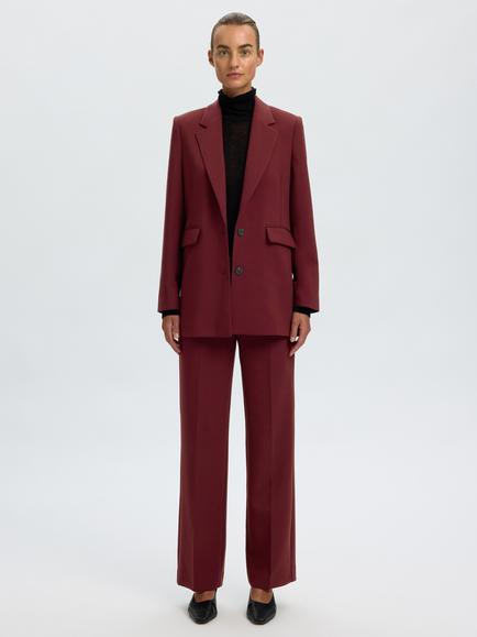 Selected Frita Tailored Trousers, Burgundy - view 2, Burgundy