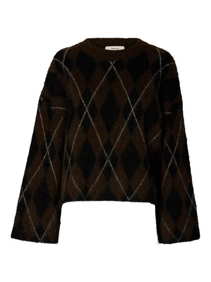 Selected Lulu Argyle Jumper, Brown, Brown