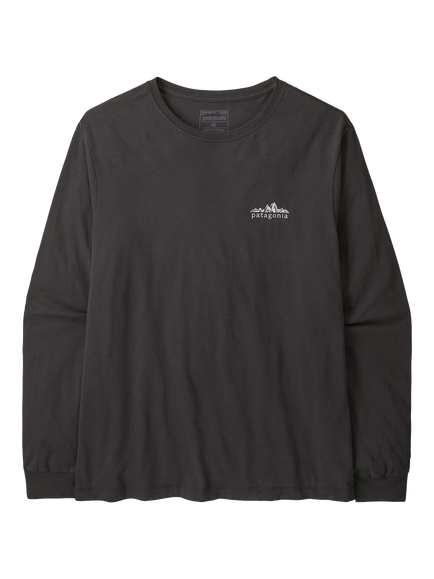 Patagonia Fitz Roy Foothills Crew Neck Long Sleeve Cotton T-Shirt, Ink Black, Ink Black
