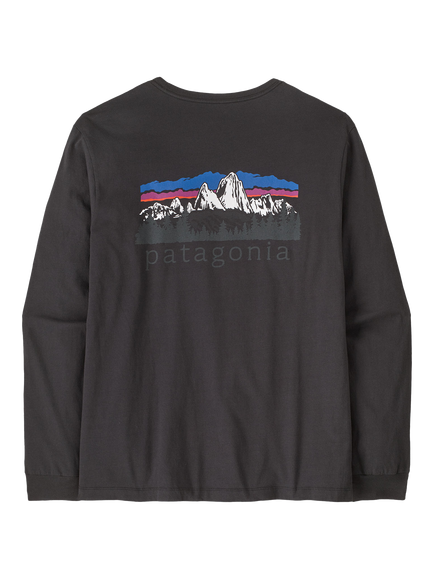 Patagonia Fitz Roy Foothills Crew Neck Long Sleeve Cotton T-Shirt, Ink Black - view 2, Ink Black