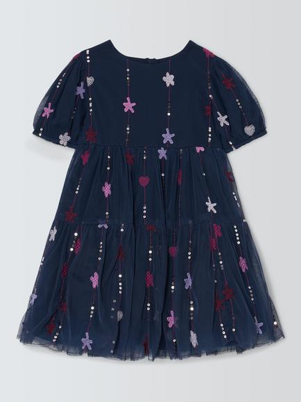 John Lewis Kids' Star Sequin Dress, Multi, Multi