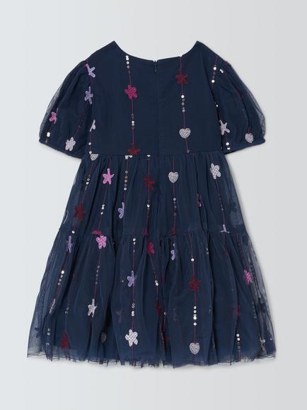 John Lewis Kids' Star Sequin Dress, Multi - view 2, Multi