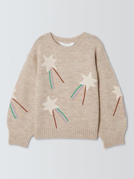 John Lewis Kids' Embroidered Shooting Star Jumper, Multi, Multi
