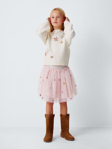 John Lewis Kids' Sequinned Star Sparkle Jumper, Multi - view 2, Multi