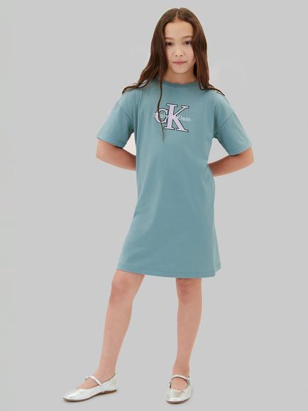 Calvin Klein Kids' Monolgo Applique T-Shirt Dress, Light Blue, Light Blue