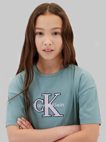 Calvin Klein Kids' Monolgo Applique T-Shirt Dress, Light Blue - view 2, Light Blue