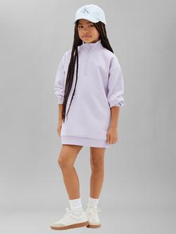 Calvin Klein Kids' Quarter Zip Sweatshirt Dress, Light Purple, Light Purple