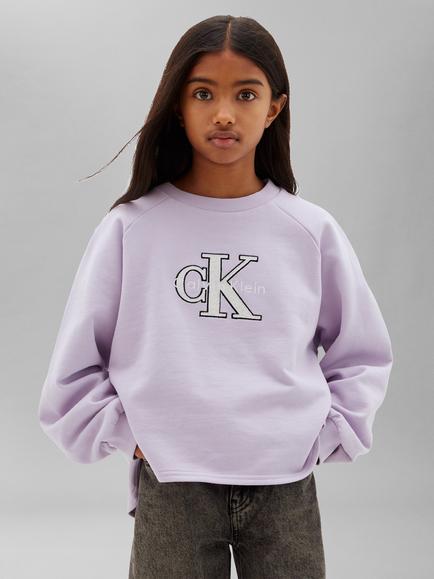 Calvin Klein Kids' Raglan Sleeve Monologo Sweatshirt, Light Purple, Light Purple