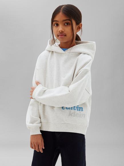 Calvin Klein Kids' Terry Cotton Hoodie, Light Grey, Light Grey