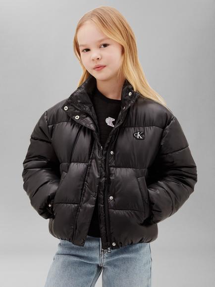 Calvin Klein Kids' Mini Me Cropped Puffer Jacket, Black, Black