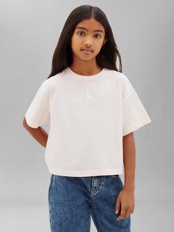 Calvin Klein Kids' CK Logo Boxy T-Shirt, Light Pink, Light Pink