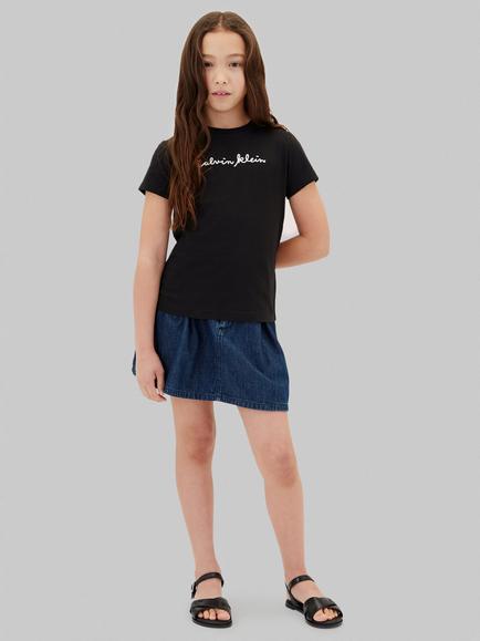 Calvin Klein Kids' Short Sleeve Logo Print T-Shirt, Black, Black
