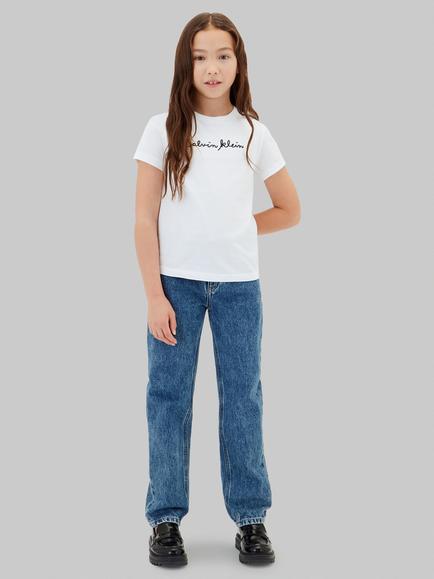 Calvin Klein Kids' Textured Logo T-Shirt, White, White