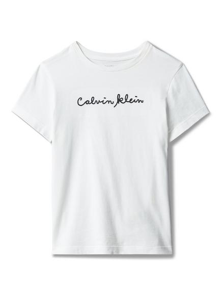 Calvin Klein Kids' Textured Logo T-Shirt, White - view 2, White