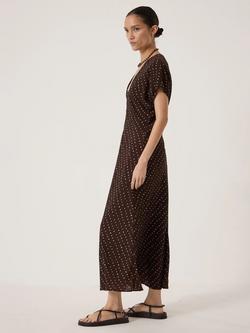 HUSH Grace V-Neck Crepe Maxi Dress containing LENZING™ ECOVERO™ Viscose, Brown - view 2, Brown