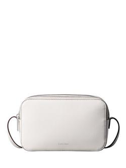 Calvin Klein Foil Logo Camera Crossbody Bag, White, White