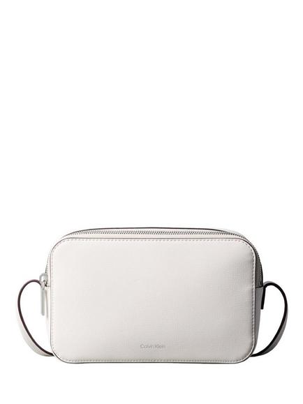 Calvin Klein Foil Logo Camera Crossbody Bag, White, White