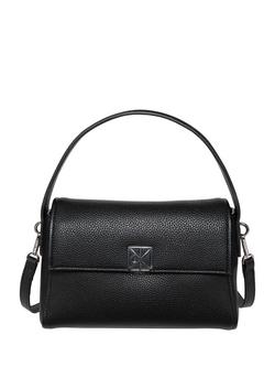 Calvin Klein Emblem Faux Leather Grab Bag, Black, Black