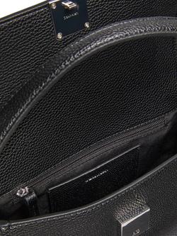 Calvin Klein Emblem Faux Leather Grab Bag, Black - view 2, Black