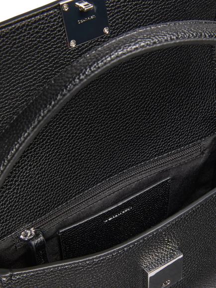 Calvin Klein Emblem Faux Leather Grab Bag, Black - view 2, Black