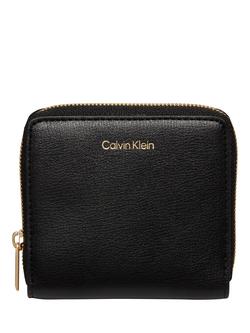 Calvin Klein Foil Logo Medium Zip Around Wallet, Black, Black