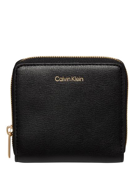 Calvin Klein Foil Logo Medium Zip Around Wallet, Black, Black
