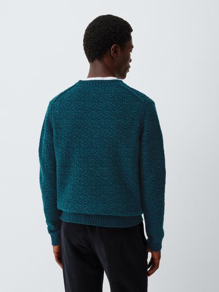 Kin Wool Blend Twist Texture Crew Neck Jumper, Blues - view 2, Blues