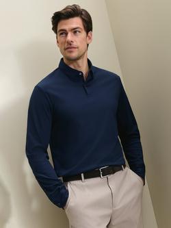 Charles Tyrwhitt Cotton Regular Fit Long Sleeve Polo Shirt, Navy, Navy