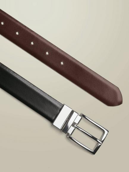 Charles Tyrwhitt Reversible Leather Belt, Black - view 2, Black