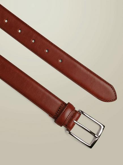 Charles Tyrwhitt Leather Belt, Dark Tan - view 2, Dark Tan