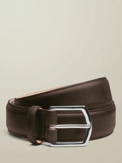 Charles Tyrwhitt Saffiano Print Leather Formal Belt, Dark Chocolate, Dark Chocolate