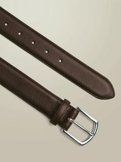 Charles Tyrwhitt Saffiano Print Leather Formal Belt, Dark Chocolate - view 2, Dark Chocolate
