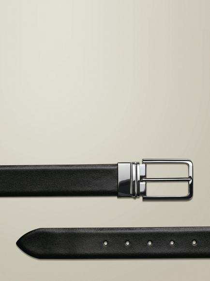 Charles Tyrwhitt Reversible Formal Leather Belt, Black - view 2, Black
