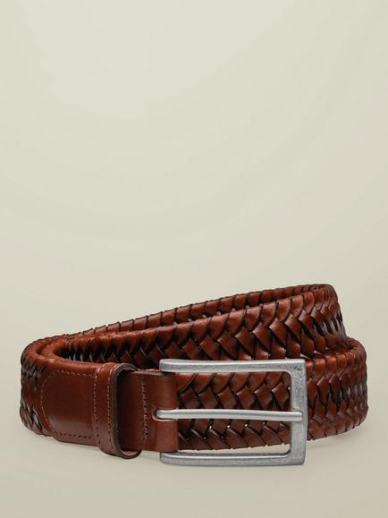 Charles Tyrwhitt Woven Leather Stretch Belt, Tan, Tan