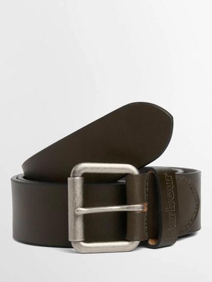 Barbour Allanton Leather Belt, Dark Olive, Dark Olive