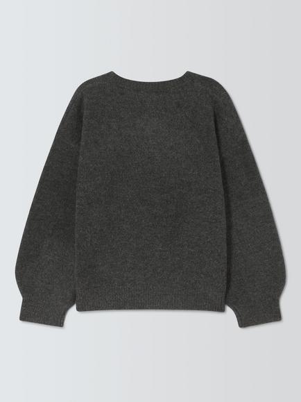 John Lewis Kids' Sequinned Christmas Tree Jumper, Grey - view 2, Grey