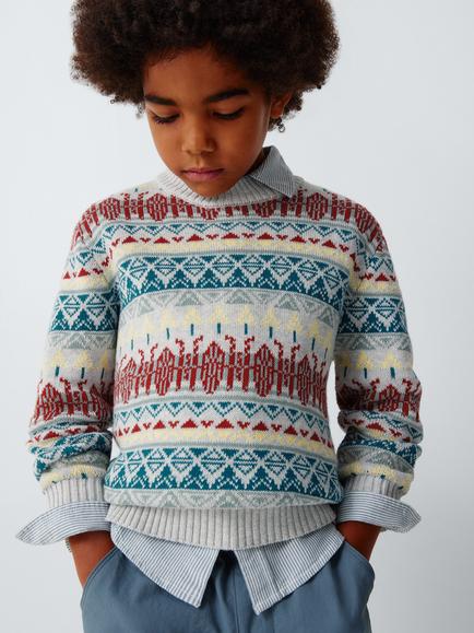 John Lewis Kids' Fair Isle Jumper, Blue/Multi, Blue/Multi