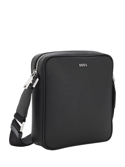 HUGO BOSS BOSS Silver-Tone Logo Lettering Reporter Bag, Black - view 2, Black
