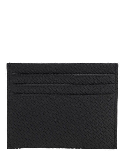 BOSS Textured Leather Card Holder, Black - view 2, Black