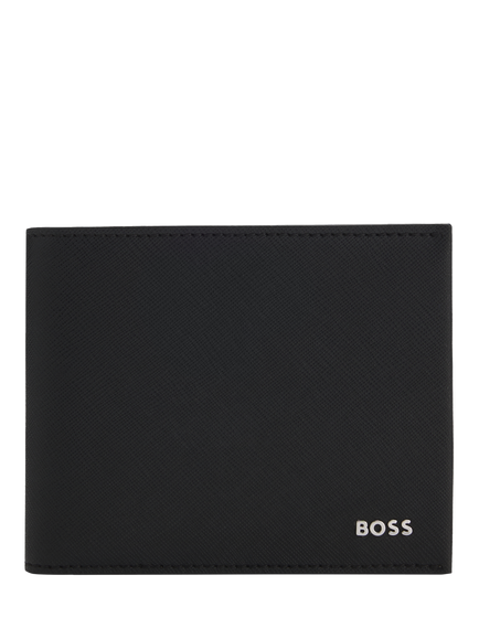 HUGO BOSS BOSS Structured Trifold Wallet, Black, Black