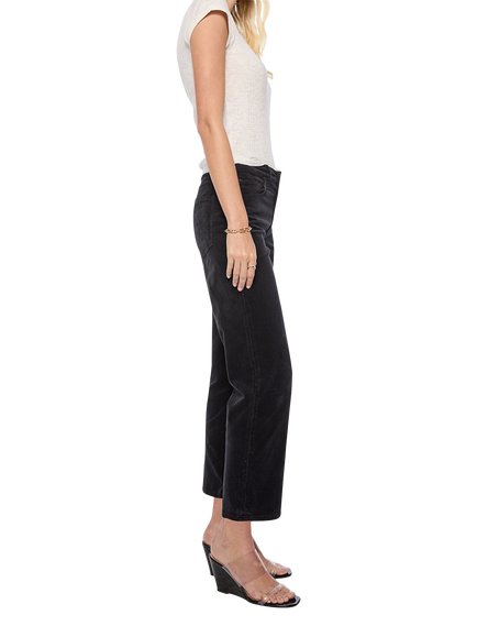 MOTHER Newbie Mid Rise Straight Leg Corduroy Ankle Jeans, Black - view 2, Black