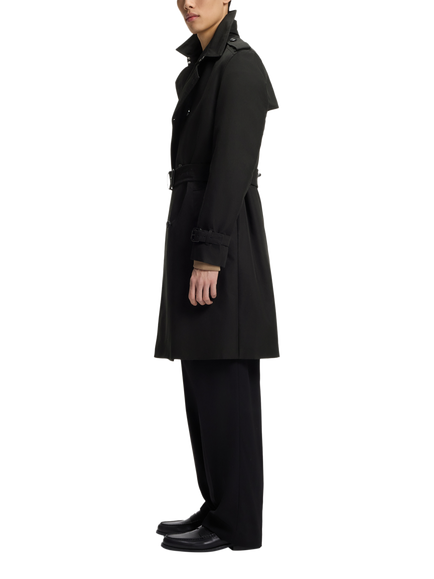 HUGO BOSS HUGO Maluks Double Breasted Trench Coat, Black, Black