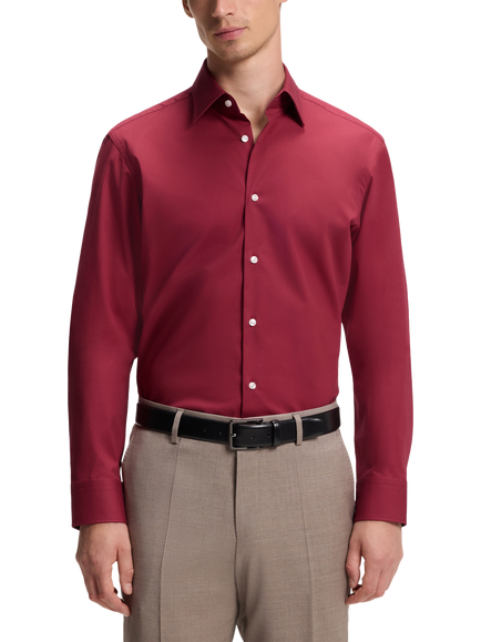 HUGO BOSS BOSS Regular Fit Easy Iron Stretch Cotton Poplin Shirt, Open Red, Open Red