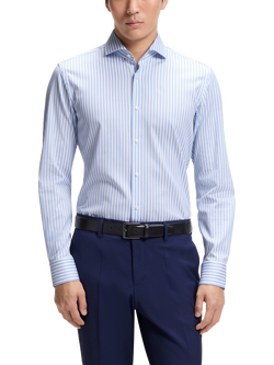 HUGO BOSS BOSS Hank Slim Fit Stripe Cotton Blend Shirt, Light/Pastel Blue, Light/Pastel Blue