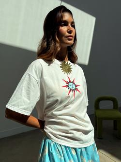 Never Fully Dressed Morocco Sun Cotton T-Shirt, White, White