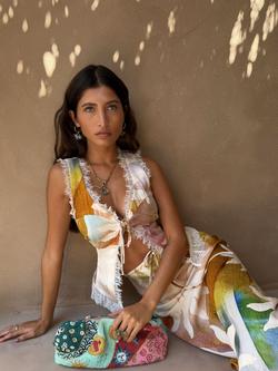 Never Fully Dressed Soleil Maisie V-Neck Top, Abstract, Abstract